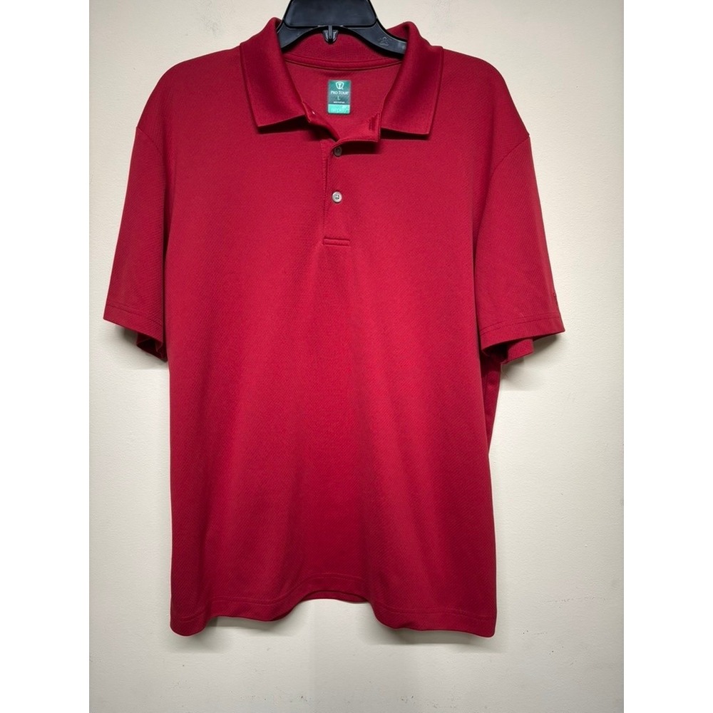 Pro Tour Polo Shirt Mens Large Red Airplay‎ Performance Short Sleeve Golf